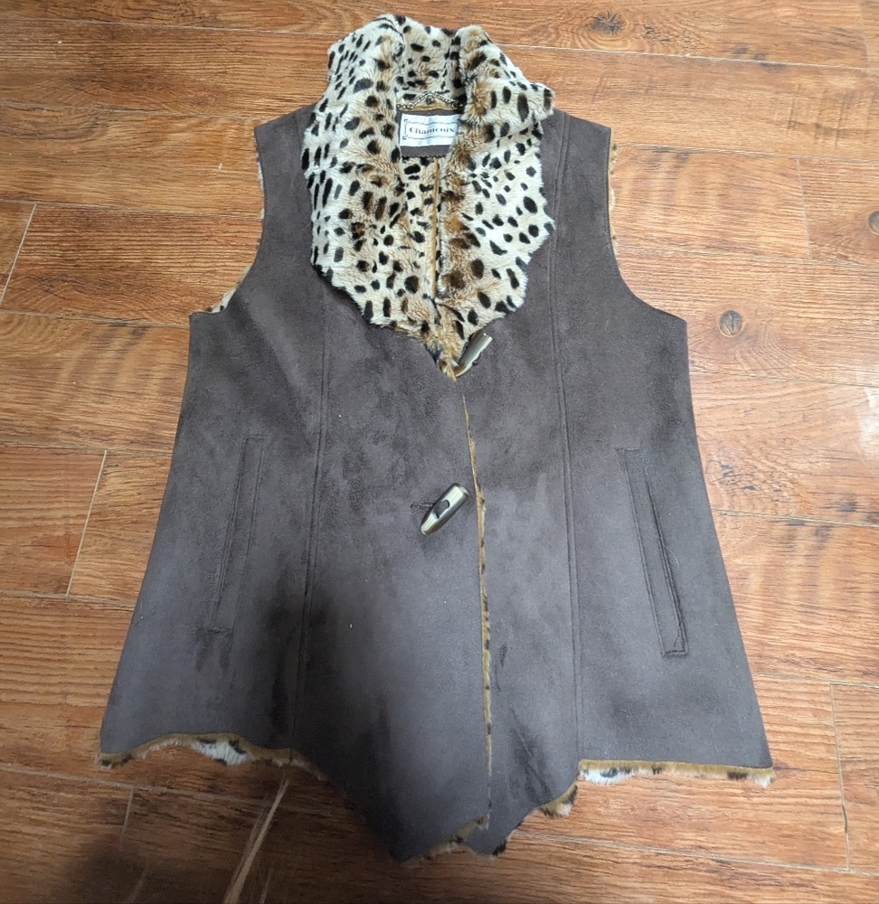 Y2K Brown Faux Fur Lined Vest